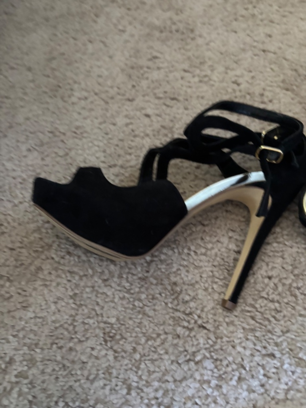 Dolce Vita Black Lace Up Stiletto Heels - Picture 2 of 13